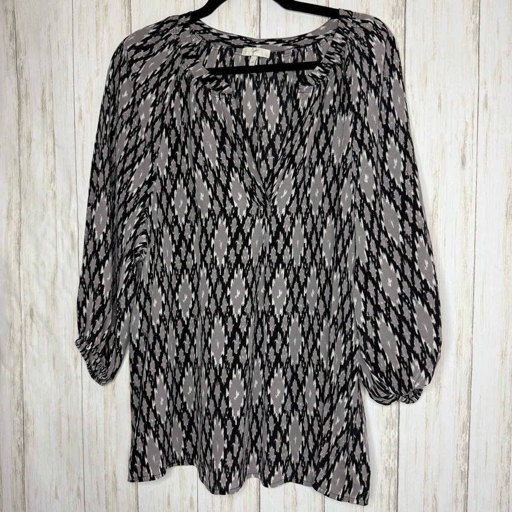 Joie Silk Black and Gray Blouse Medium